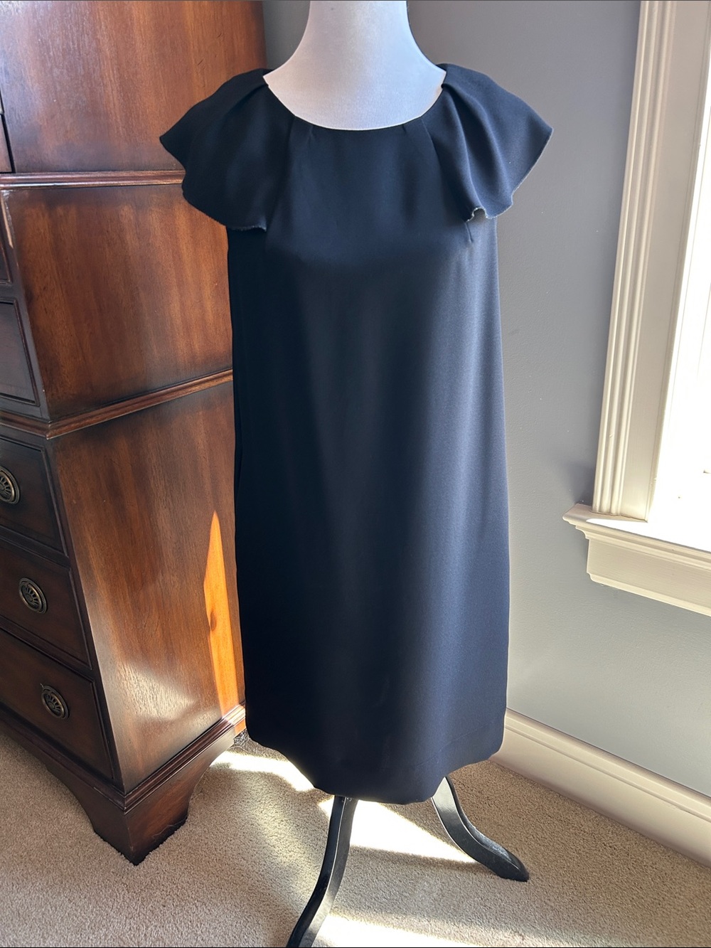 Banana Republic Black Flutter-Sleeve Midi Dress